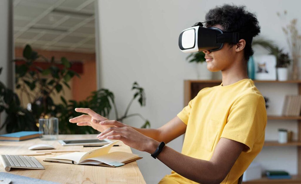 Student using VR for Studies, Future of E-Learning